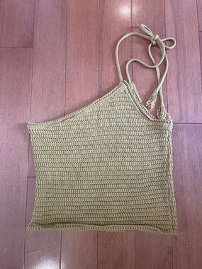 Mango One-Shoulder Crochet Top